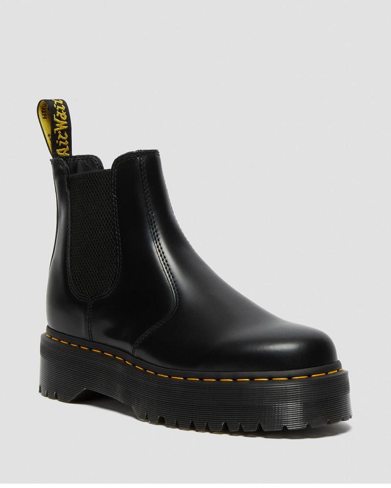 Dr Martens 2976 Polished Smooth Platform Chelsea Støvler Dame Svarte | Norge 655ILH